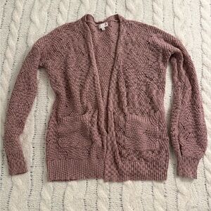 SO Women's Textured Cardigan Sweater - Mauve